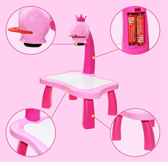 Set Tabla At Performance, de desenat Electrica cu Proiector Holograme, 24 modele figurine, roz